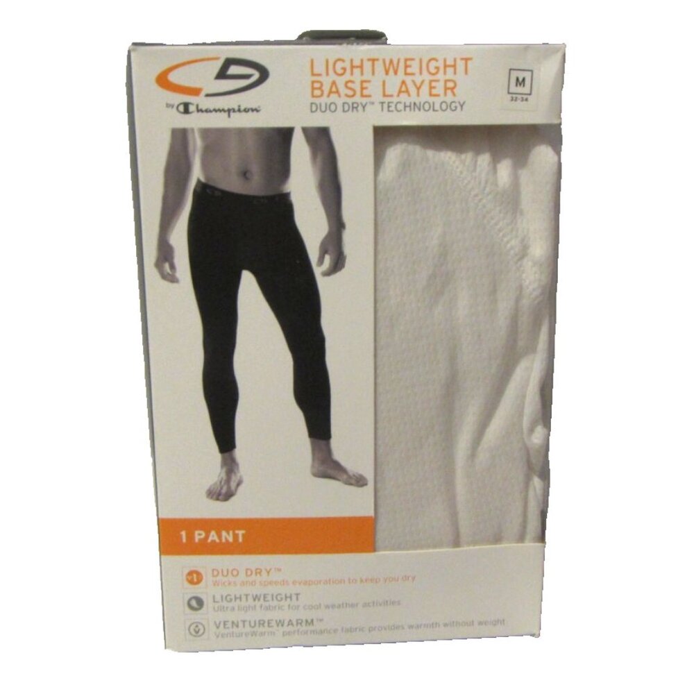 Champion C9 Lightweight Base Layer Long Johns Duo Dry Pants White M 32-34 NEW